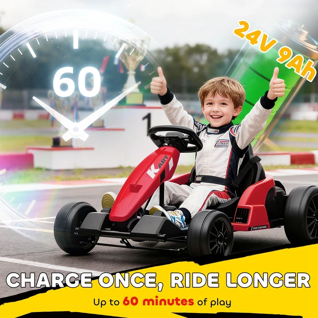 Alt view image 5 of 7 - Electric Kart, 9ah Big Battery Kids Drift Kart with Dual Motors Adjustable Seat and High Speed Slow Start Point Safety