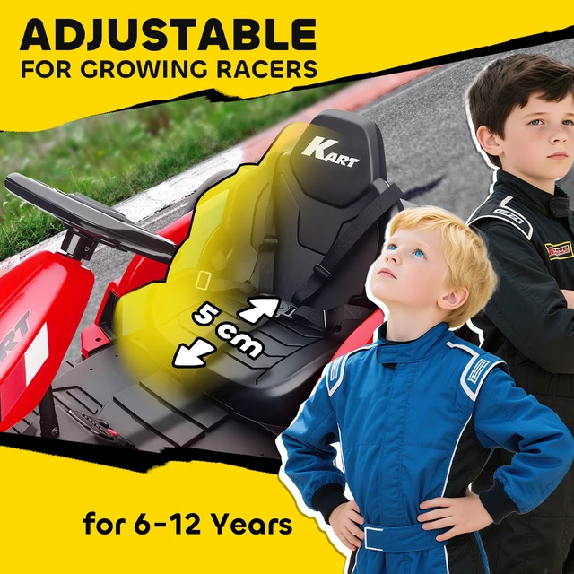 Alt view image 3 of 7 - Electric Kart, 9ah Big Battery Kids Drift Kart with Dual Motors Adjustable Seat and High Speed Slow Start Point Safety