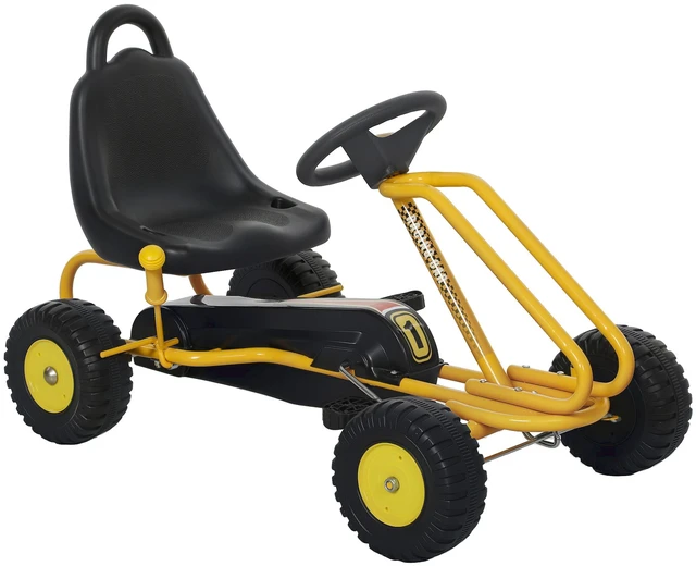 Main image of Kart for Kids, 4 Wheel Pedal Cart with Steering Wheels Adjustable Seat Safety Hand Brake Outdoor Racer Ride Car