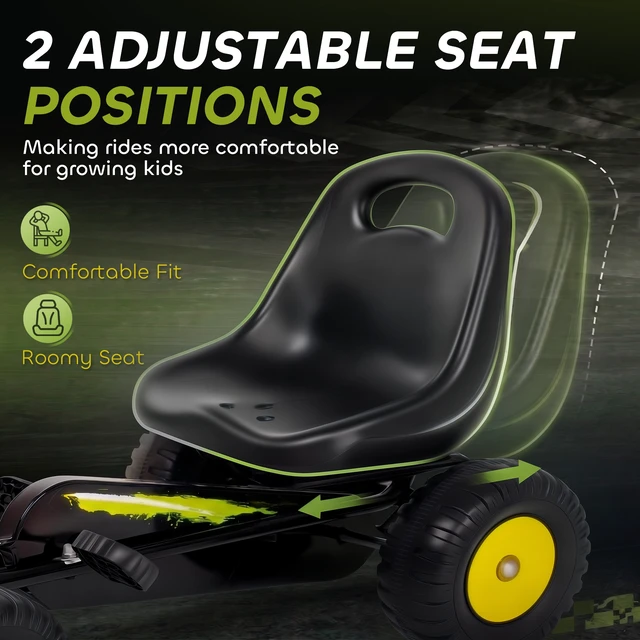 Alt view image 5 of 7 - Pedal Kart for Kids, Outdoor Racer Ride with Adjustable Seat Steering Wheel Backrest Pedal Car for Boys Girls 3 Years