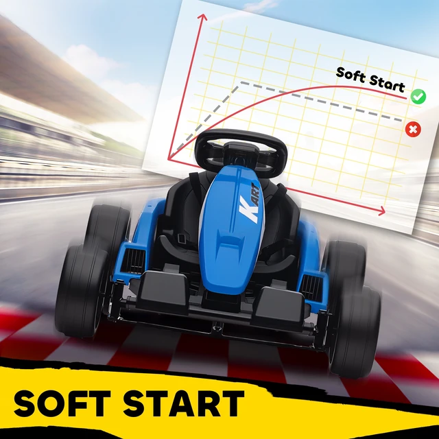 Alt view image 3 of 7 - Electric Kart, 9ah Big Battery Kids Drift Kart with Dual Motors Adjustable Seat and High Speed Slow Start Point Safety