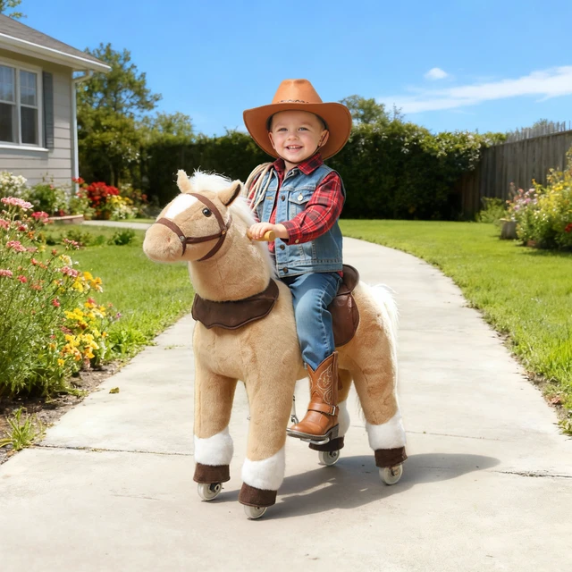 Alt view image 2 of 7 - Ride Horse for Kids 3 Years, 31.5 Inch Height Riding Pony Walking Horse Animal with Rolling Wheels for Active Play