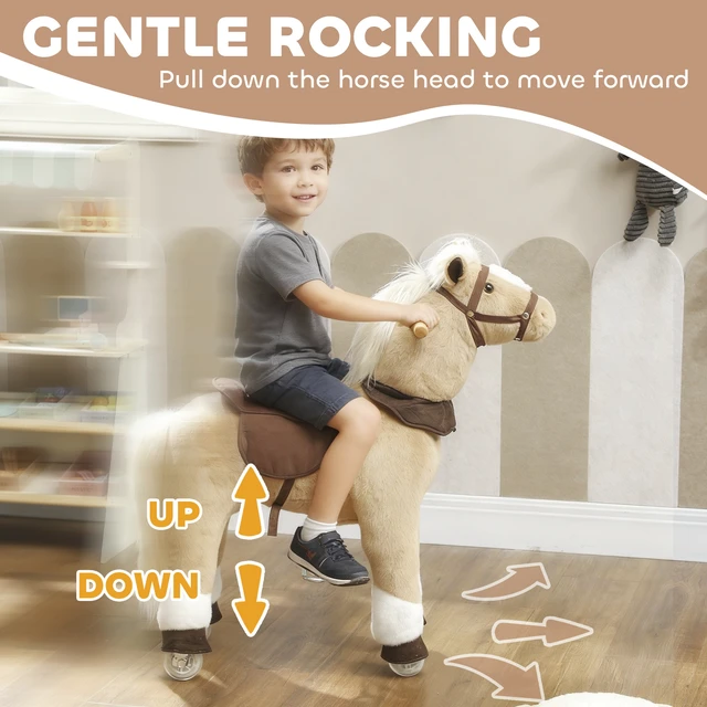 Alt view image 6 of 7 - Ride Horse for Kids 3 Years, 31.5 Inch Height Riding Pony Walking Horse Animal with Rolling Wheels for Active Play