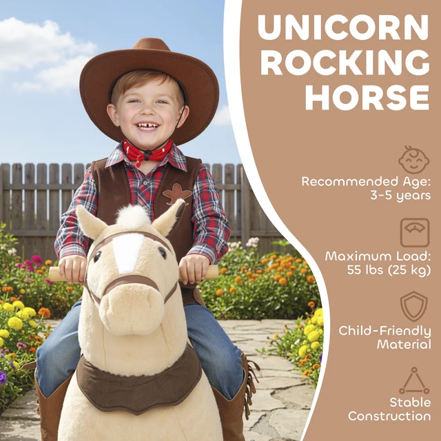 Alt view image 7 of 7 - Ride Horse for Kids 3 Years, 31.5 Inch Height Riding Pony Walking Horse Animal with Rolling Wheels for Active Play