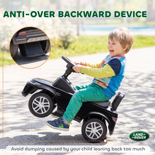 Alt view image 4 of 7 - Land Rover Licensed Ride Car for Kids, Toddler Baby Push Car with Under Seat Storage Horn and Engine Sounds Foot