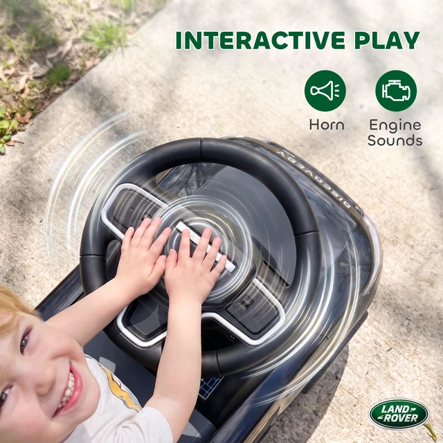 Alt view image 5 of 7 - Land Rover Licensed Ride Car for Kids, Toddler Baby Push Car with Under Seat Storage Horn and Engine Sounds Foot