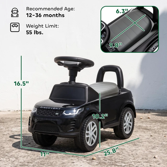 Alt view image 7 of 7 - Land Rover Licensed Ride Car for Kids, Toddler Baby Push Car with Under Seat Storage Horn and Engine Sounds Foot