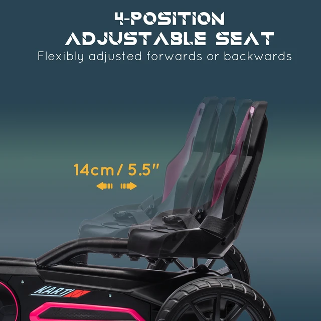 Alt view image 6 of 7 - Kids Pedal Kart, Outdoor Ride Toy with Adjustable Seat Swing Axle Handbrake Non-Slip Wheels for Boys and Girls Aged 3