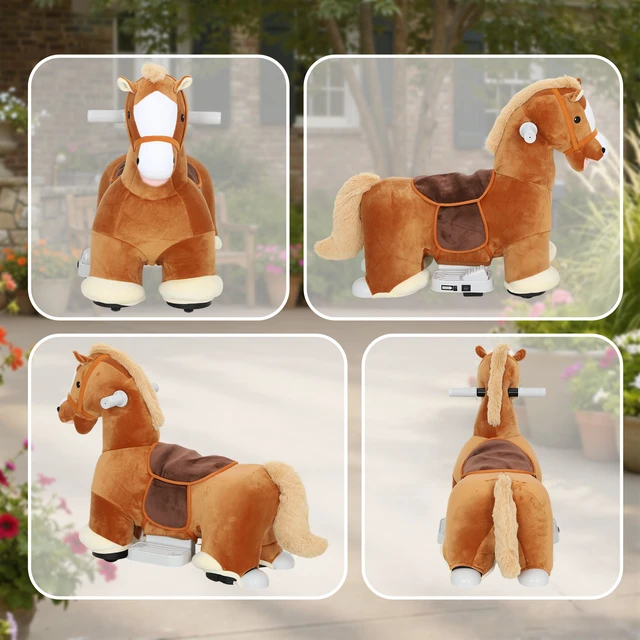 Alt view image 3 of 7 - 6 Kids Ride Horse, Battery Powered Ride Toy Horse Shaped Electric Riding Animal with Music Soft Touch Wheels Foot