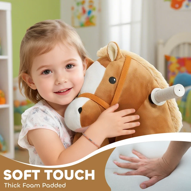 Alt view image 4 of 7 - 6 Kids Ride Horse, Battery Powered Ride Toy Horse Shaped Electric Riding Animal with Music Soft Touch Wheels Foot