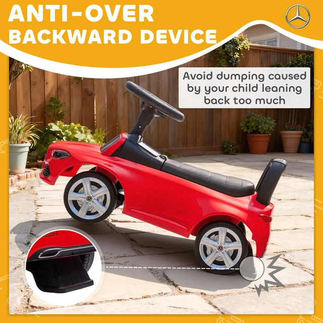 Alt view image 5 of 7 - Mercedes Benz Class Licensed Kids Ride Car, Foot To-Floor Toy with Anti Tip Design Horn and Start Sound Under Seat