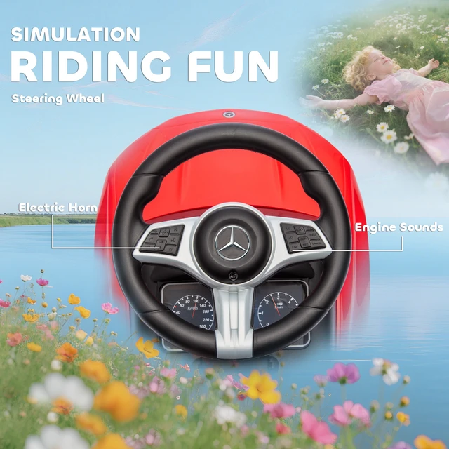 Alt view image 3 of 7 - Mercedes Benz Class Licensed Ride Push Car, Baby Stroller Walking Car with Parent Control Handle Safety Guardrail Horn