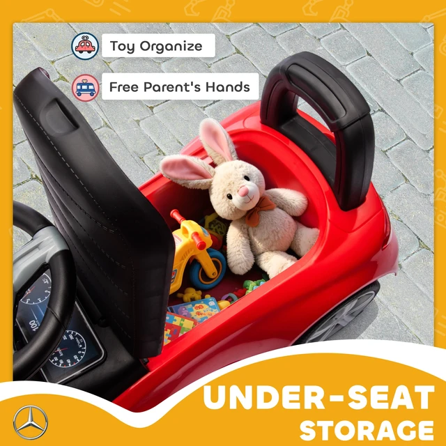 Alt view image 3 of 7 - Mercedes Benz Class Licensed Kids Ride Car, Foot To-Floor Toy with Anti Tip Design Horn and Start Sound Under Seat