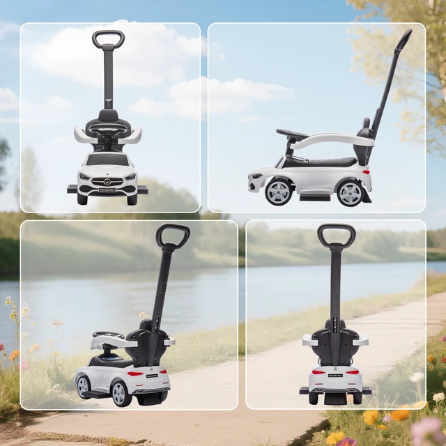 Alt view image 2 of 7 - Mercedes Benz Class Licensed Ride Push Car, Baby Stroller Walking Car with Parent Control Handle Safety Guardrail Horn