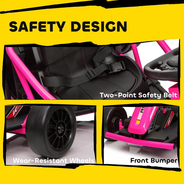 Alt view image 4 of 7 - Electric Kart for Kids, Mph Drift Kart with Dual Motors Nylon Tires Outdoor 7ah Battery Powered Ride Toy with Soft
