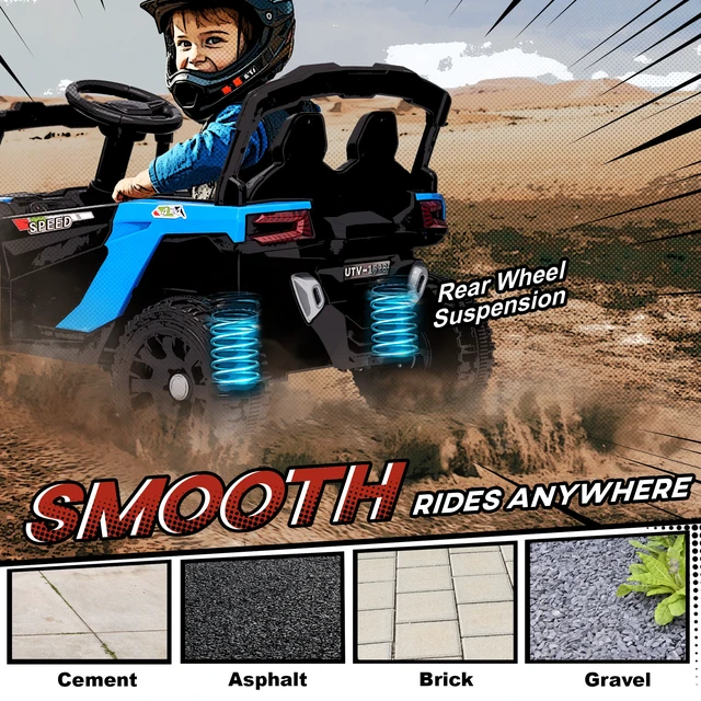 Alt view image 2 of 7 - Kids Ride Car Truck, Battery Powered Electric Utv Vehicle with Rear Suspension Remote Control LED Lights Music Horn