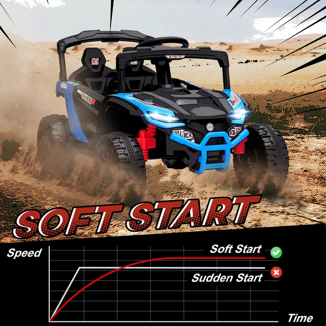 Alt view image 4 of 7 - Kids Ride Car Truck, Battery Powered Electric Utv Vehicle with Rear Suspension Remote Control LED Lights Music Horn
