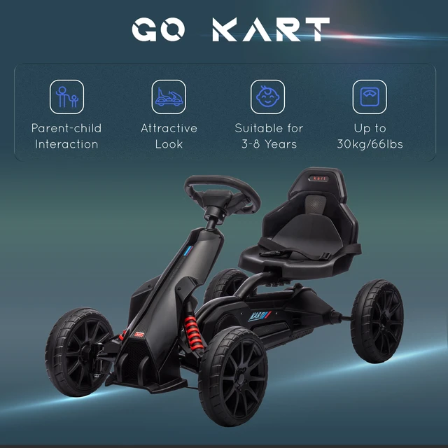 Alt view image 3 of 7 - Kids Pedal Kart, Outdoor Ride Toy with Adjustable Seat Swing Axle Handbrake Non-Slip Wheels for Boys and Girls Aged 3
