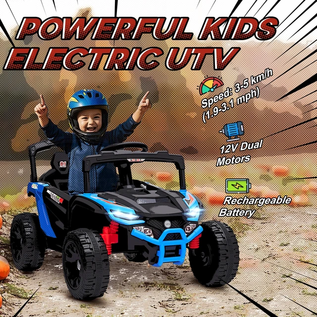 Alt view image 6 of 7 - Kids Ride Car Truck, Battery Powered Electric Utv Vehicle with Rear Suspension Remote Control LED Lights Music Horn