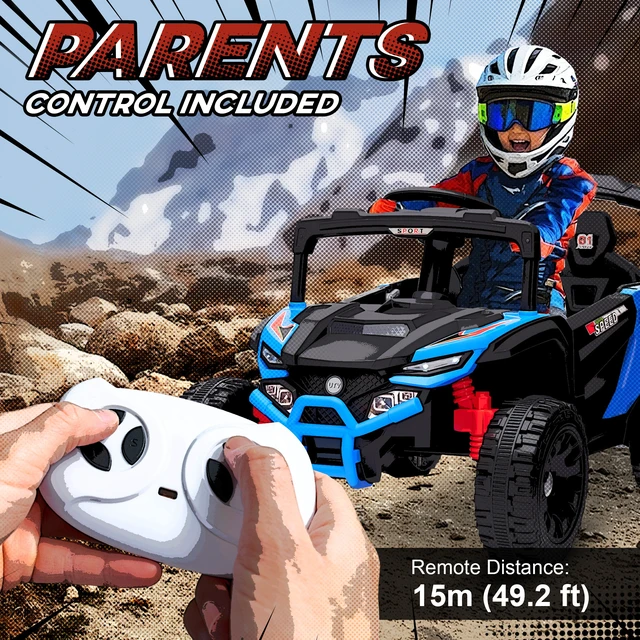 Alt view image 5 of 7 - Kids Ride Car Truck, Battery Powered Electric Utv Vehicle with Rear Suspension Remote Control LED Lights Music Horn