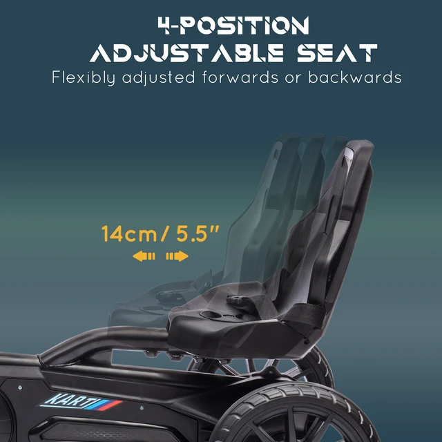 Alt view image 6 of 7 - Kids Pedal Kart, Outdoor Ride Toy with Adjustable Seat Swing Axle Handbrake Non-Slip Wheels for Boys and Girls Aged 3