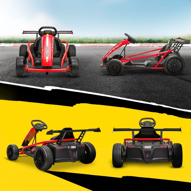 Alt view image 3 of 7 - Electric Kart for Kids, Mph Drift Kart with Dual Motors Nylon Tires Outdoor 7ah Battery Powered Ride Toy with Soft