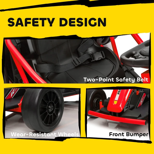 Alt view image 4 of 7 - Electric Kart for Kids, Mph Drift Kart with Dual Motors Nylon Tires Outdoor 7ah Battery Powered Ride Toy with Soft