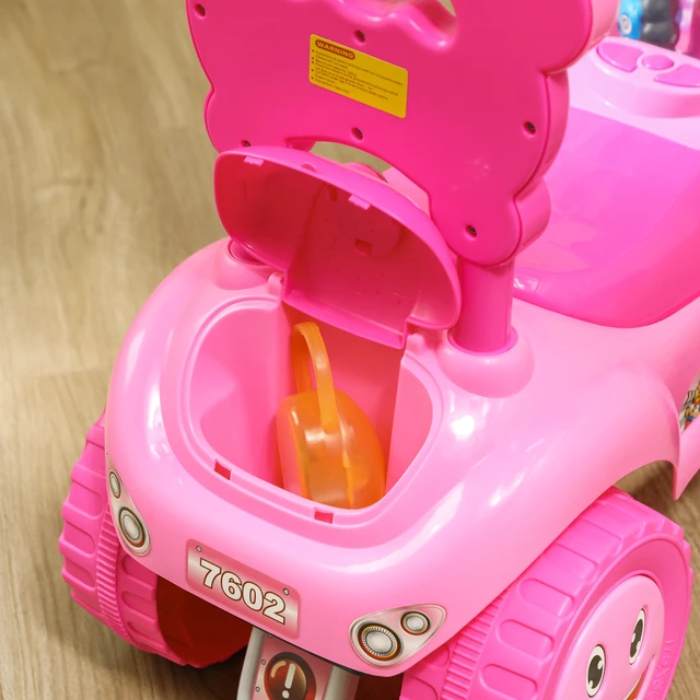 Alt view image 2 of 7 - Toddler Push Car, Foot Floor Ride Toy with Horn Music Steering Wheel Anti Over-Backwards Device and Under Seat Storage