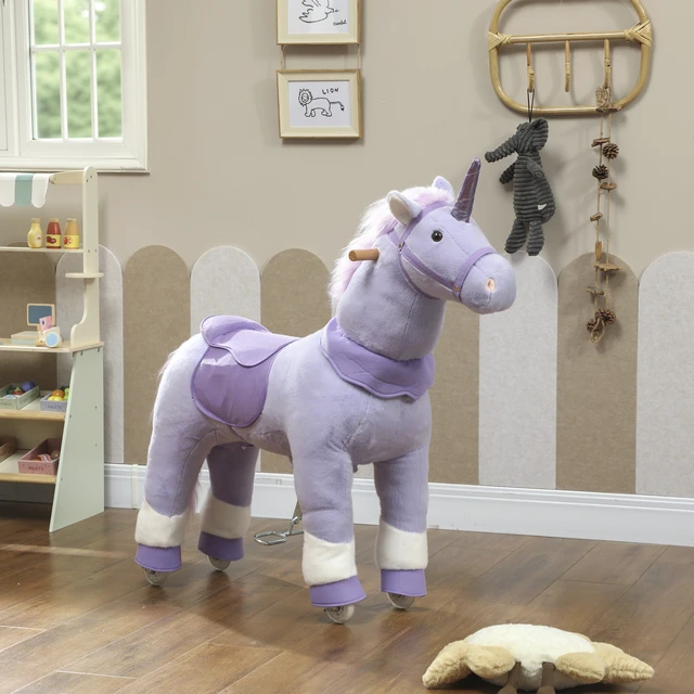 Alt view image 2 of 7 - Ride Horse for Kids 4 Years, 37.8 Inch Height Riding Unicorn Walking Horse Animal with Rolling Wheels for Active Play