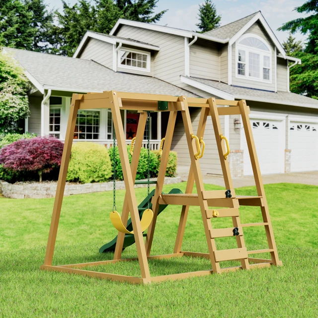 Alt view image 3 of 4 - Epic Rock Playset, Natural Wood, Wood, Outdoor Sports