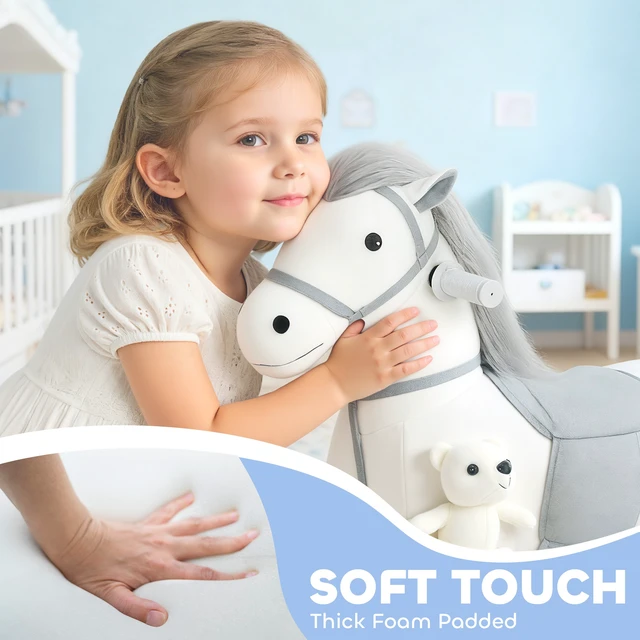 Alt view image 3 of 7 - 6 Kids Ride Horse, Battery Powered Ride Toy Electric Riding Pony with Bear Toy Music Soft Touch Wheels Foot Pedal
