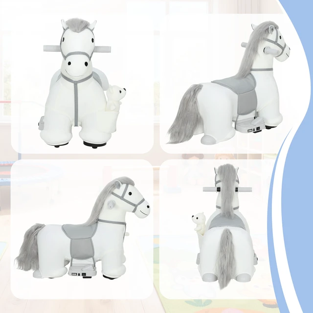 Alt view image 2 of 7 - 6 Kids Ride Horse, Battery Powered Ride Toy Electric Riding Pony with Bear Toy Music Soft Touch Wheels Foot Pedal