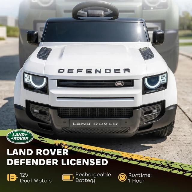 Alt view image 6 of 7 - Ride Car, Licensed Land Rover Defender Kids Electric Car with Remote Control 4 Wheel Suspension Slow Start Speeds