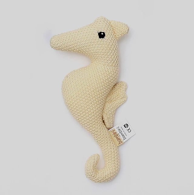 Alt view image 4 of 5 - Handmade Cotton Knitted Soft Seahorse Toy, Off White, Soft Play