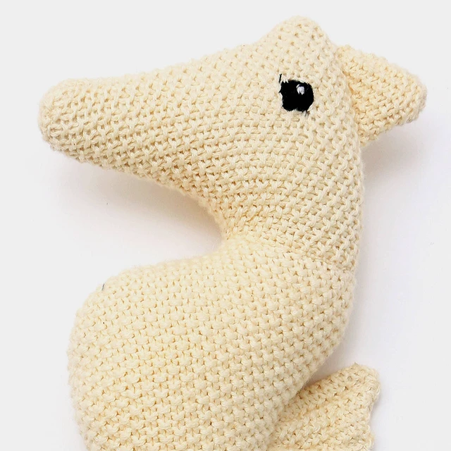 Alt view image 2 of 5 - Handmade Cotton Knitted Soft Seahorse Toy, Off White, Soft Play