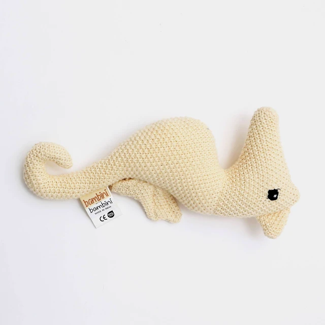 Alt view image 3 of 5 - Handmade Cotton Knitted Soft Seahorse Toy, Off White, Soft Play
