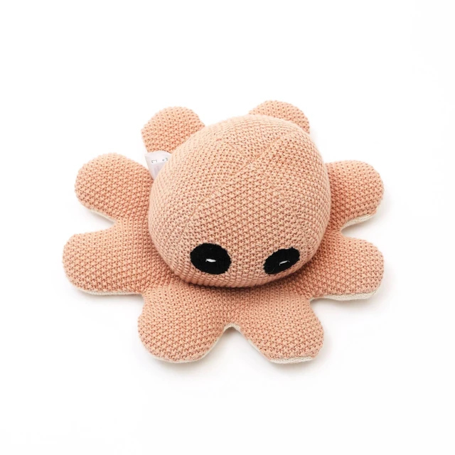 Alt view image 4 of 5 - Handmade Small Octopus Toy, Peach Color Pattern, Peach, Cotton, Soft Play