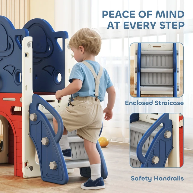 Alt view image 4 of 7 - 8 in Toddler Slide Set, Kids Climber Slider with Basketball Hoop and Ball Ring Toss Telescope Storage Outdoor Indoor