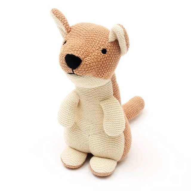 Alt view image 2 of 3 - Handmade Cotton Knitted Soft Puppy Toy Peach, Off White, Soft Play