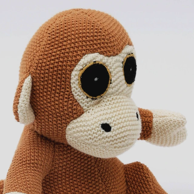 Alt view image 3 of 5 - Handcrafted Cotton Knitted Soft Monkey Toy Soft Toys, Apricot Brown, Play