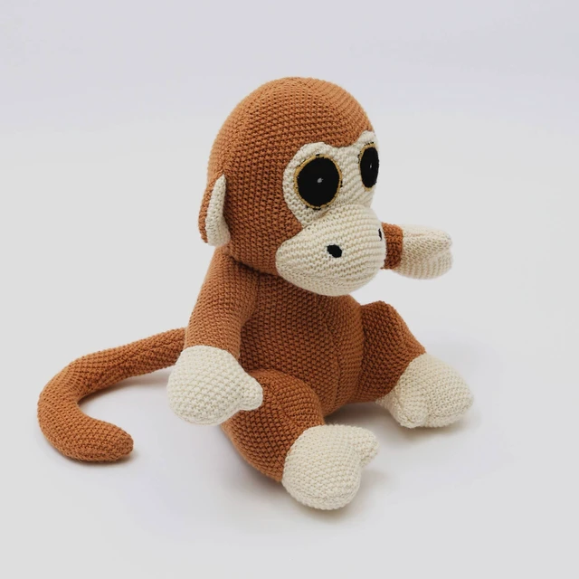 Alt view image 5 of 5 - Handcrafted Cotton Knitted Soft Monkey Toy Soft Toys, Apricot Brown, Play