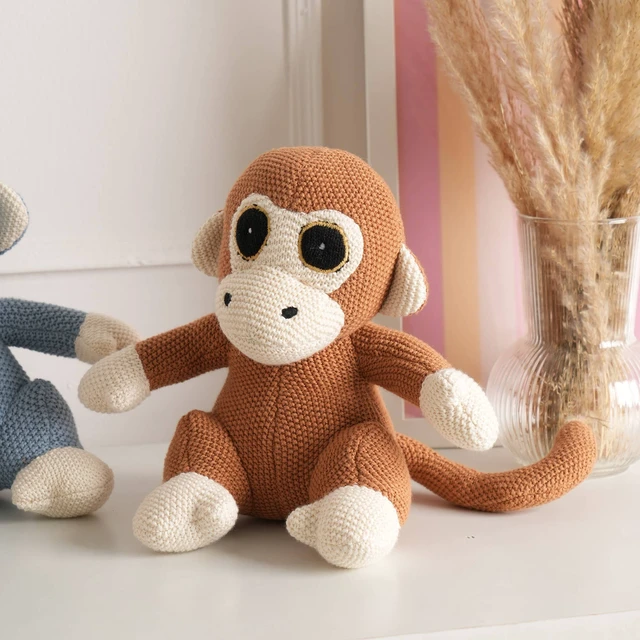 Alt view image 2 of 5 - Handcrafted Cotton Knitted Soft Monkey Toy Soft Toys, Apricot Brown, Play