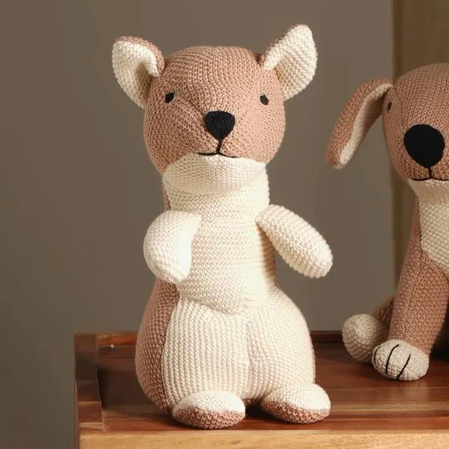 Main image of Handmade Cotton Knitted Soft Puppy Toy Peach, Off White, Soft Play