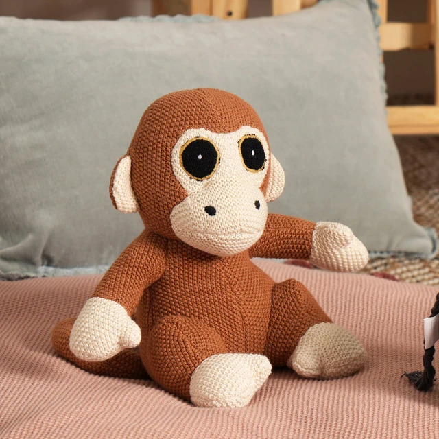 Alt view image 4 of 5 - Handcrafted Cotton Knitted Soft Monkey Toy Soft Toys, Apricot Brown, Play