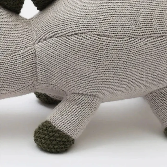 Alt view image 2 of 4 - Knitted Stuffed Dinosaur Soft Toy, Gray, Cotton, Soft Play
