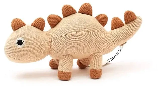 Main image of Knitted Stuffed Dinosaur Soft Toy, Peach, Cotton, Soft Play