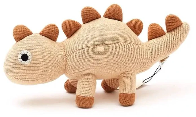 Alt view image 4 of 4 - Knitted Stuffed Dinosaur Soft Toy, Peach, Cotton, Soft Play