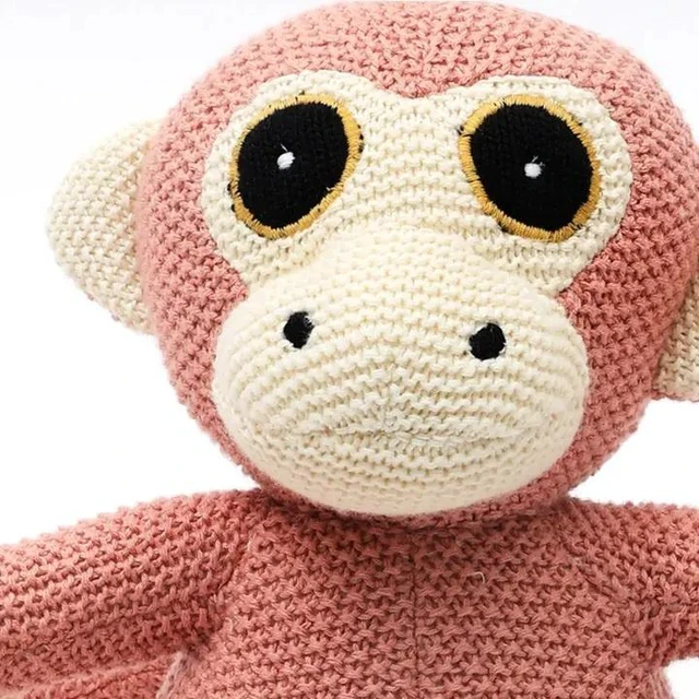 Alt view image 2 of 4 - Knitted Stuffed Monk Soft Toy, Coral, Cotton, Soft Play