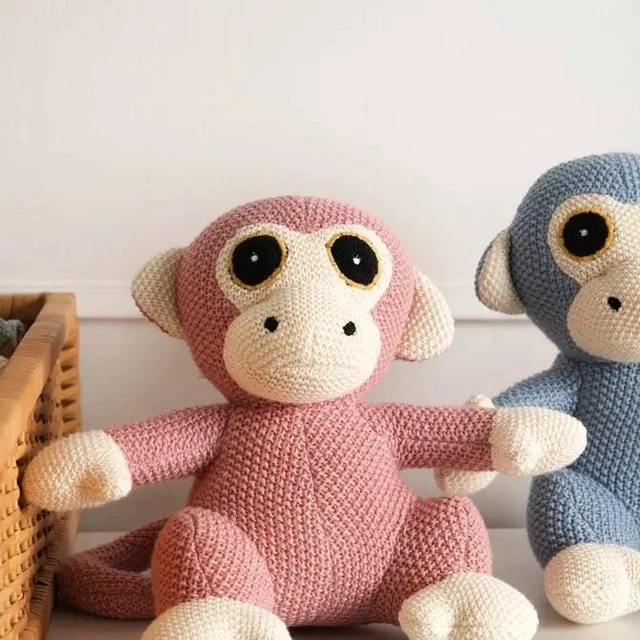 Alt view image 4 of 4 - Knitted Stuffed Monk Soft Toy, Coral, Cotton, Soft Play