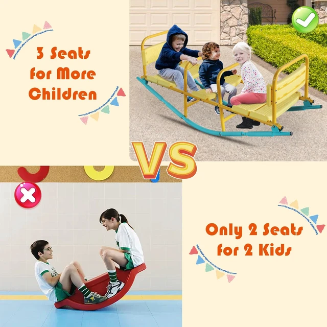 Alt view image 3 of 7 - Kindergarten Children Outdoor Rocking Horse Outdoor Park Playground Equipment Double Triple Seesaw Swinging Fun